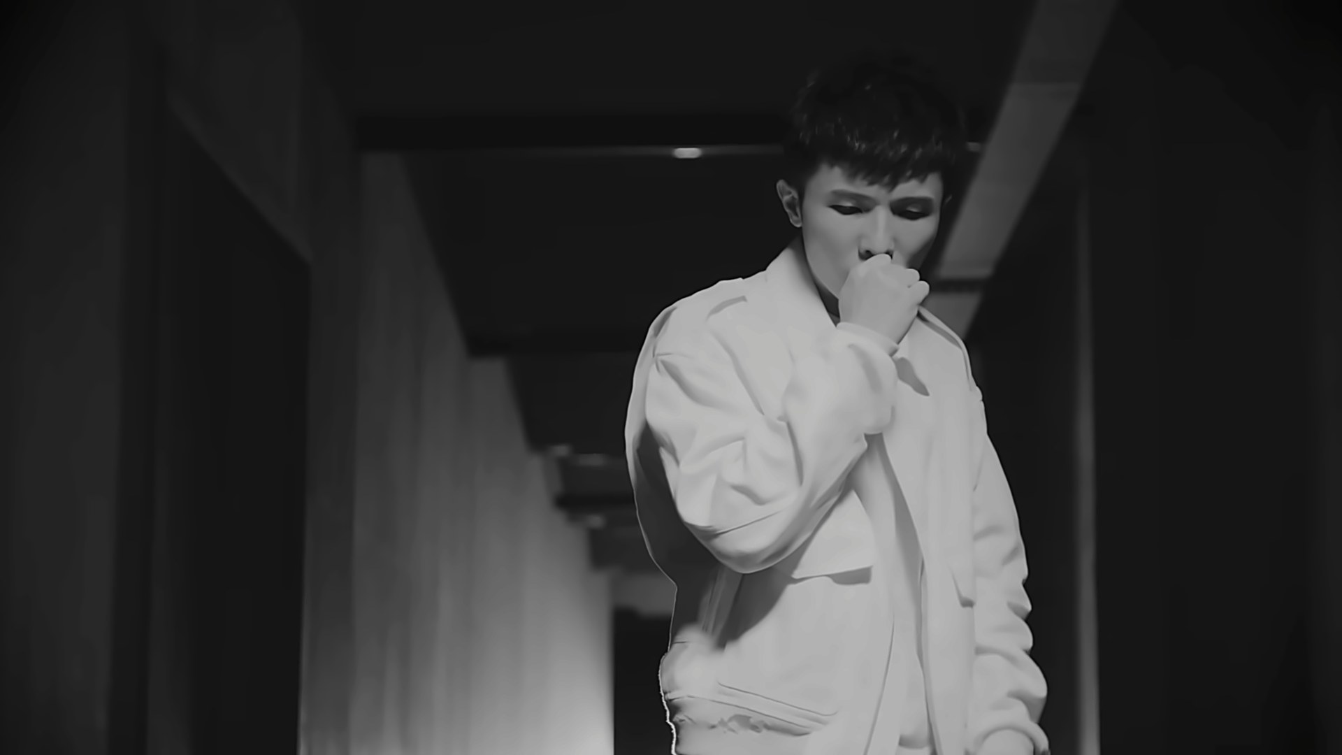 Xiao Yu — It Ain't Easy music video, black-and-white frame
